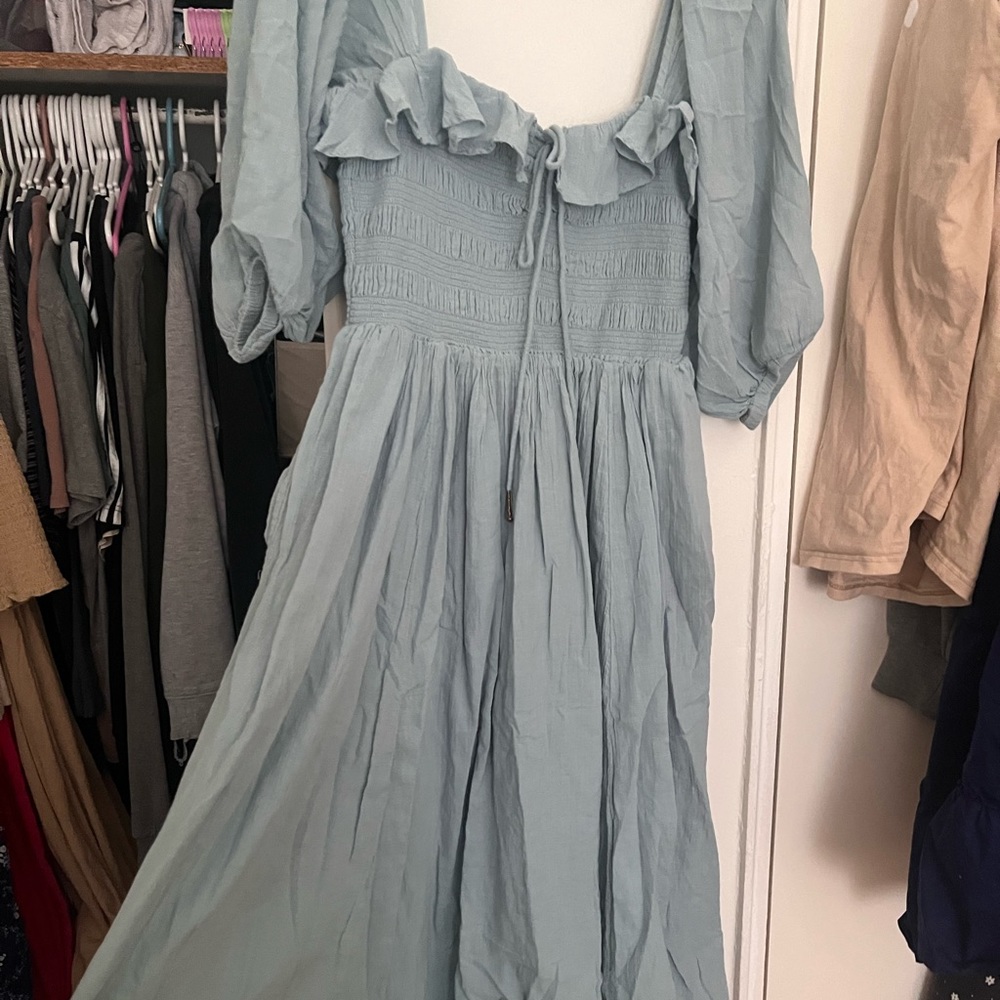 Free People Oasis Midi Dress - Size L - Dusty Blue